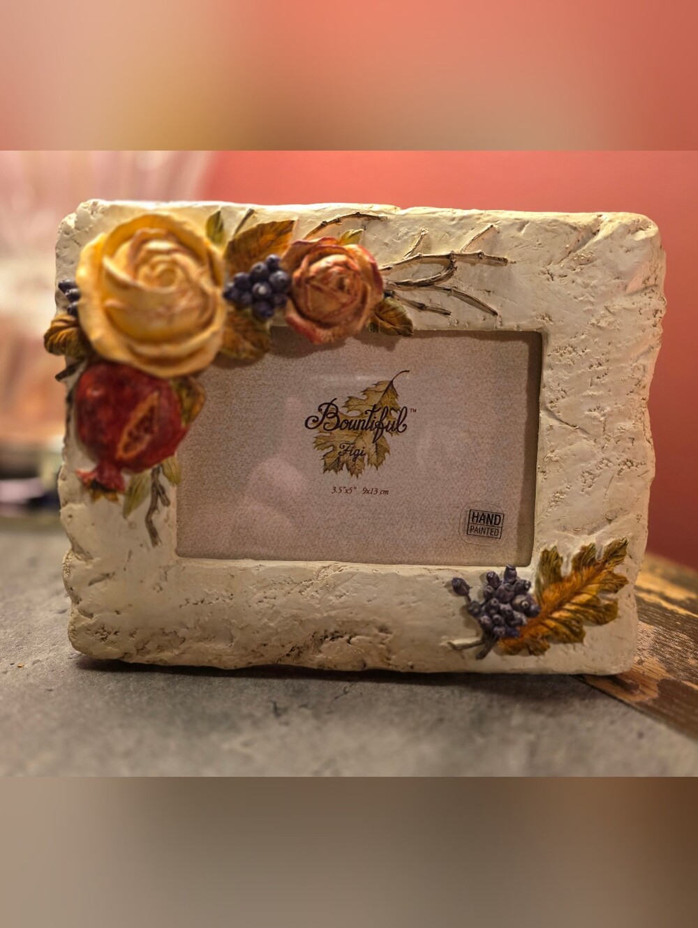 Vintage Figi Hand Painted 3D Resin Photo Frame